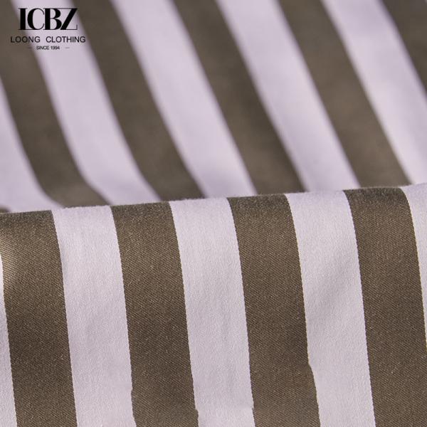 Men's Business Formal Brown Striped Long-Sleeved Shirt with Single Breasted Closure