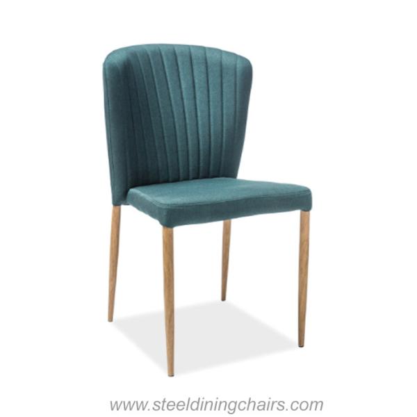 Fan Shaped Back 82cm Armless Leather Dining Room Chairs With Metal Legs