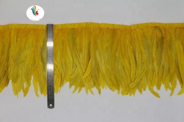 Comprimento 1 metro Galo Coque Frange de penas Trim com fita de cetim