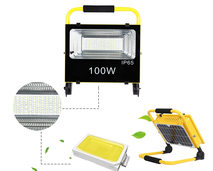 Integrated Outdoor Solar LED Flood Lights Ip65 Waterproof Bridgelux Smd 100w