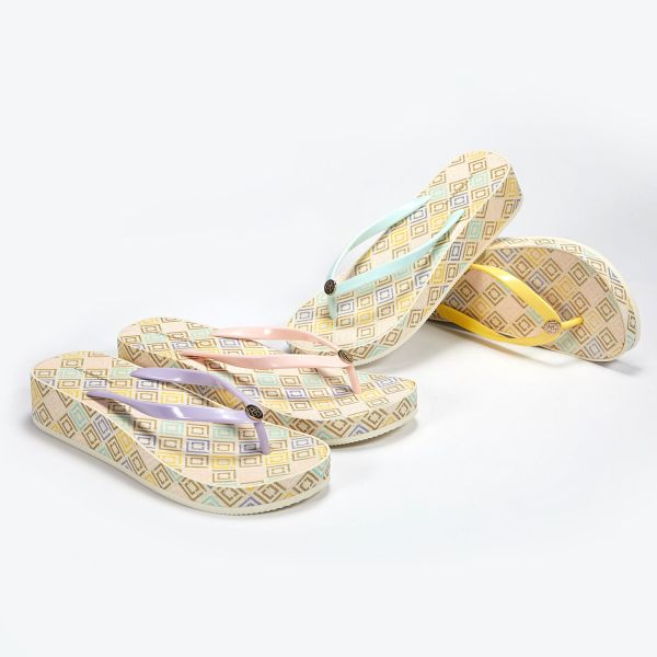 Utilisation en extérieur Femmes Wedge Flip Flop Enveloppé Imprimé Sandals d'été pour femmes