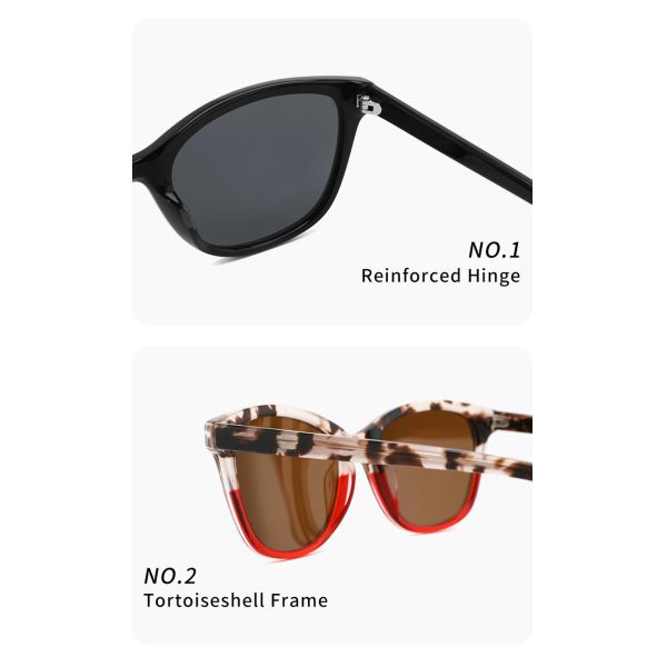 Acetate Frame UV400 Cat Eye Women Sunglasses Double Color Lightweight