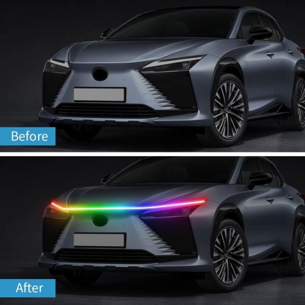 Car Engine Hood Decorative Headlights 12V RGB Multi-Color Waterproof Hood Light Strip