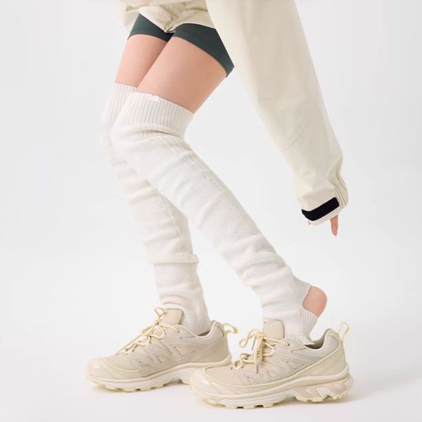 Femmes à nervures au-dessus du genou chaussettes hautes chaussettes chauffantes pour les jambes sans orteils chauffantes pour les jambes pour le yoga et le ballet