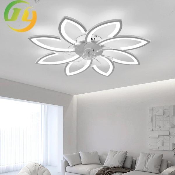 Nordic Restaurant Bedroom Living Room Frequency Conversion Silent Silver LED Ceiling Fan Lamp