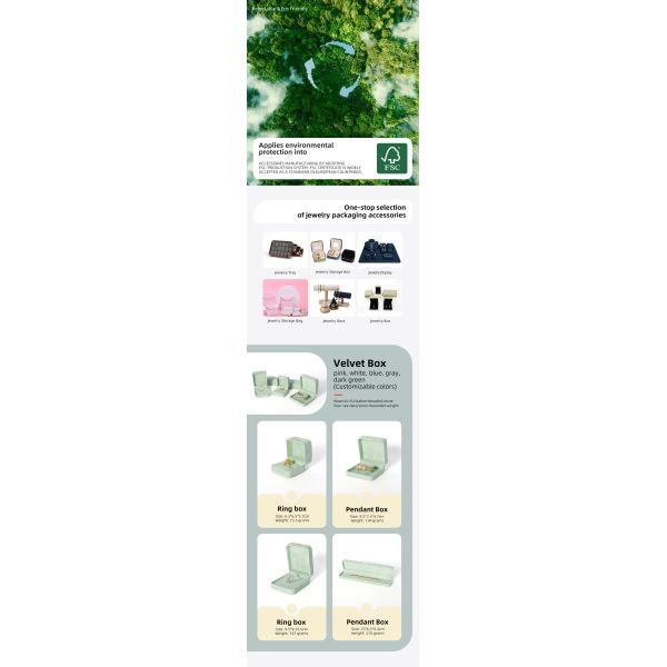 Octagonal light green Velvet Jewelry Box customizable flip Jewellery Box With Golden patch