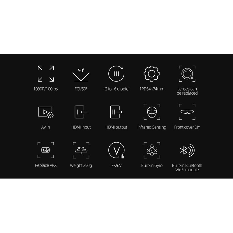 HD Goggles Walksnail Avatar X Digital HD 1080 Plastic UAV Goggles with Camera LED Lights New Arrival Remote Control Function