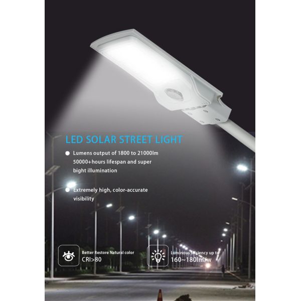 SMD 2835 Интегрированная светодиодная уличная лампа All In One IP65 Наружная 50w 100w 150w 200w 300w 2000 Вт Солнечная уличная лампа