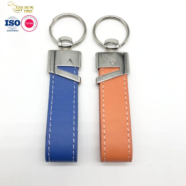 PU Leather Key Chain Custom Color 9.8x3x2.5cm Die Casting Polishing Plating Ring