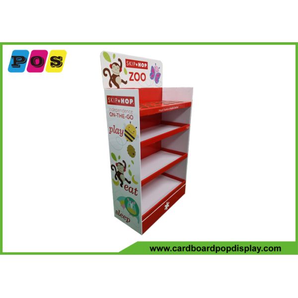 Corrugated Paper Advertising Display Stands With Four Shelves For Kids Bags FL178