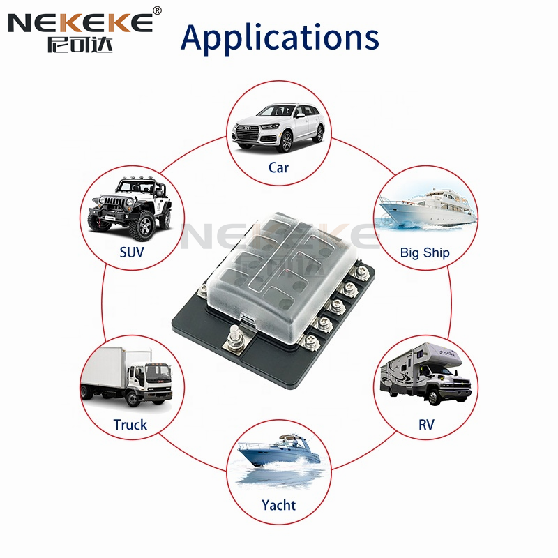 Excellent Insulation 10 Circuit Marine Fuse Box Wth Waterproof Protection Cover