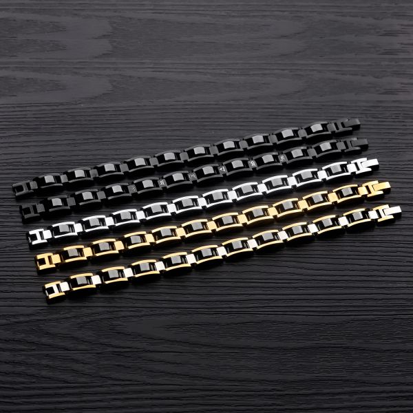 Stylish Gold Plated Japanese and Korean Fashion Titanium Steel Magnet Men's Bracelet