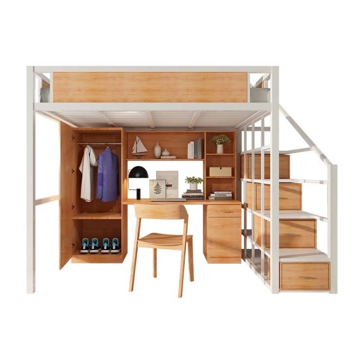 Mail Packing N Full Loft Bed with Desk Cabinet and Lockers