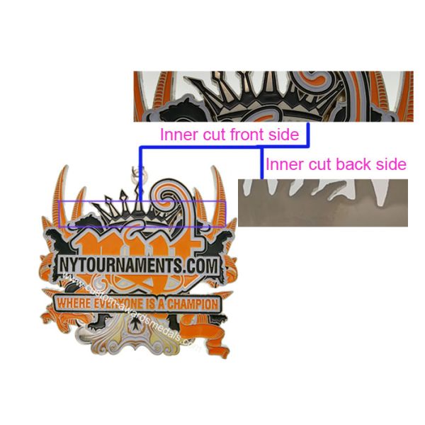 3 Inch Enamel Medal , Karate Awards Gold Medals With Full Printing Neck Ribbon