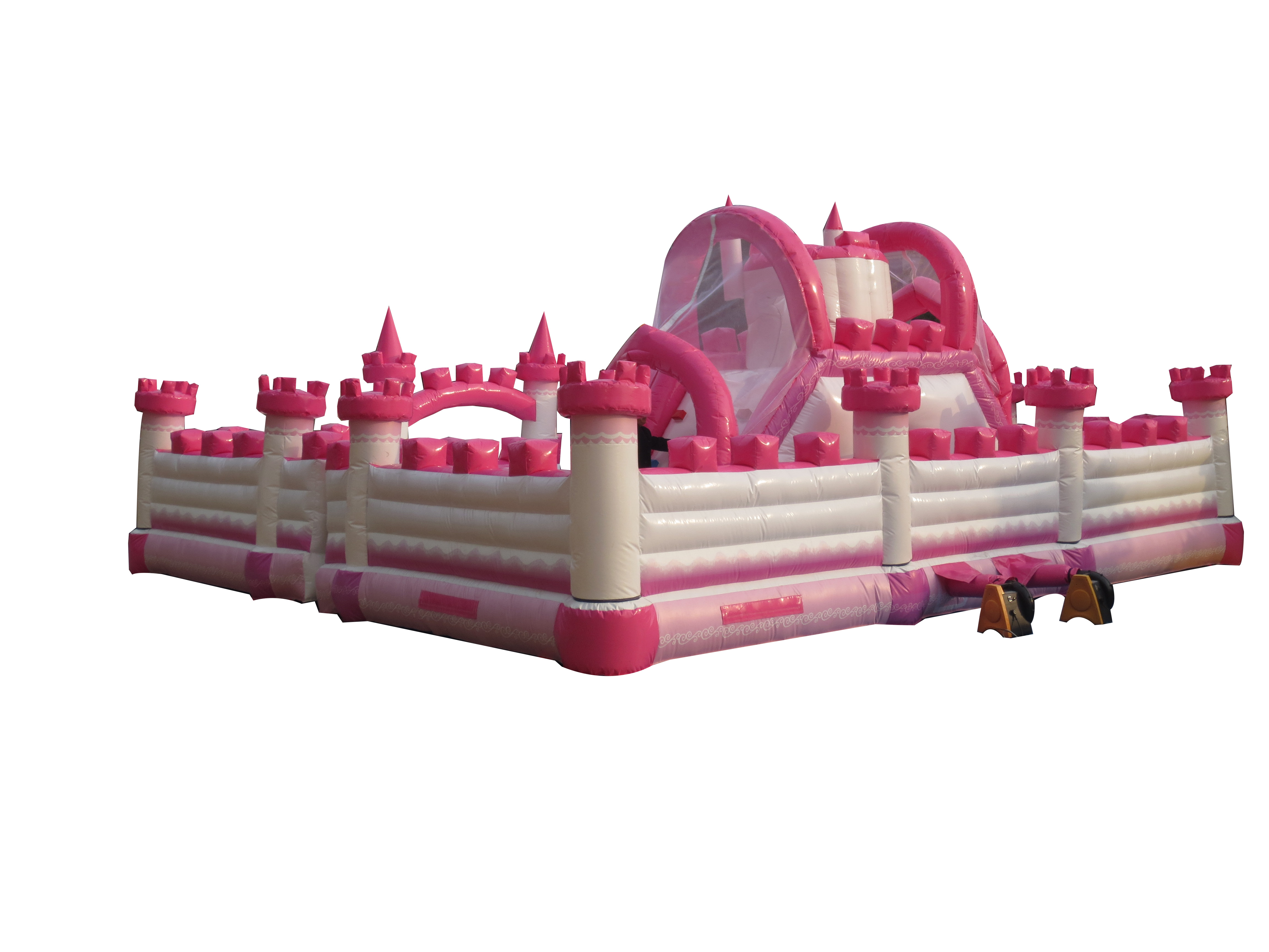 Customize Inflatable Bouncy House pink Inflatable Fun City Inflatable Bounce Castle with Slide for Kids  for Sale