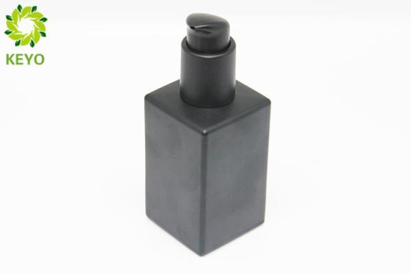 Square Glass Foundation Bottle , 120ml Matte Black Makeup Foundation Containers
