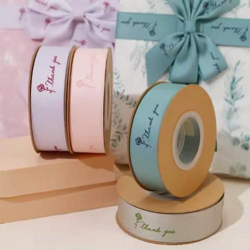Custom Waterproof 19mm Cotton Polyester Satin Ribbon With High Raised Logo For Gifts
