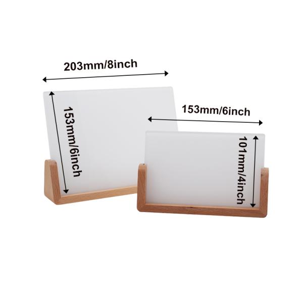 Panel de fotos acrílico de sublimación con base de madera LED en forma de U, marco de fotos conmemorativo de escritorio personalizado con iluminación