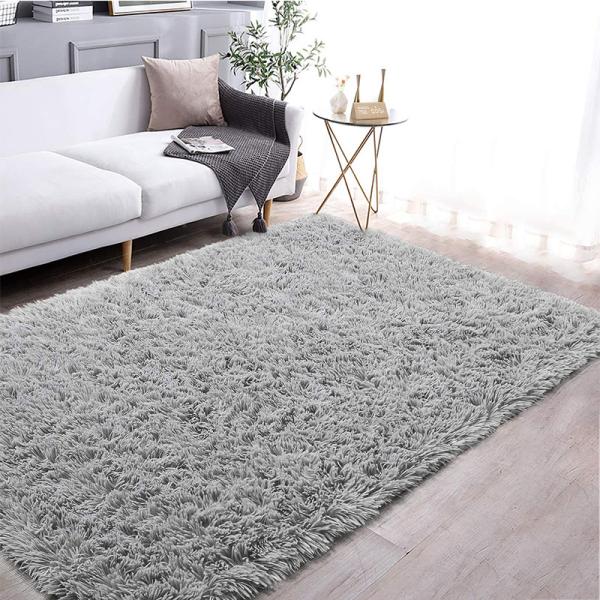 Light Grey Fluffy Bedroom Living Room Area Rug Luxury Tie-dyed Hotel Center Carpet 2.4*3m