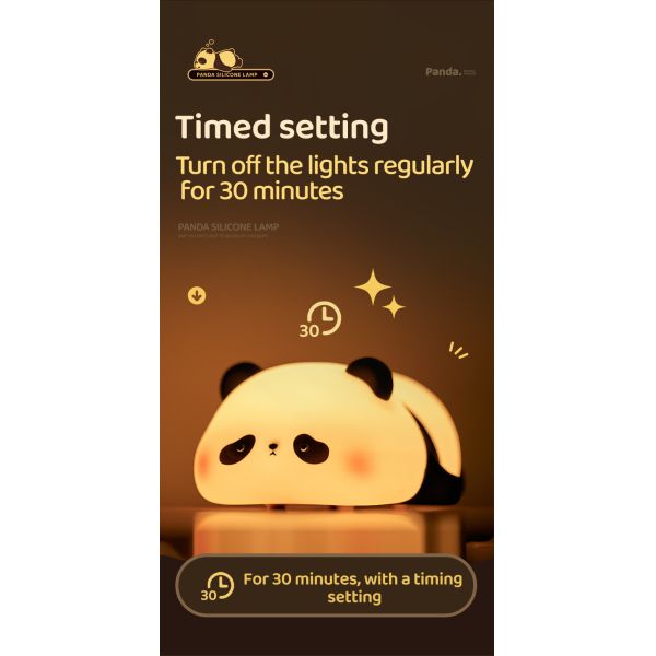 Personalización Luz nocturna de silicona Panda Usb Recargable Mesa Led Lamp Luz nocturna de silicona Luces nocturnas para el cuarto de los niños