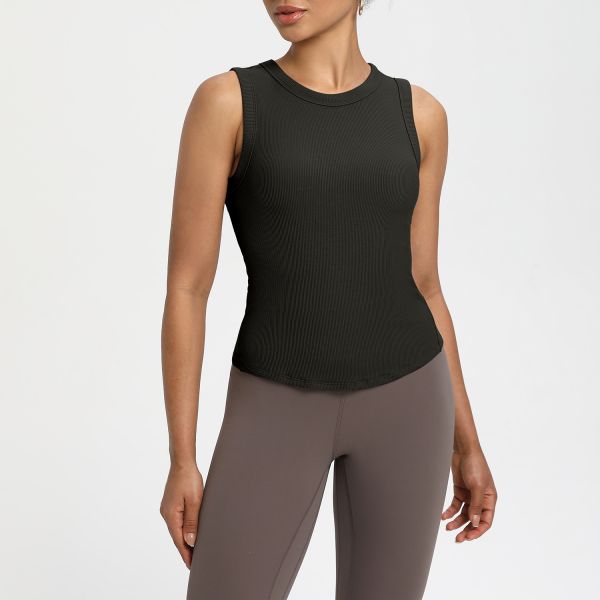 Women's Ribbed Knit Tank Top Sage Green Sleeveless Slim Fit Moisture Wicking for Yoga