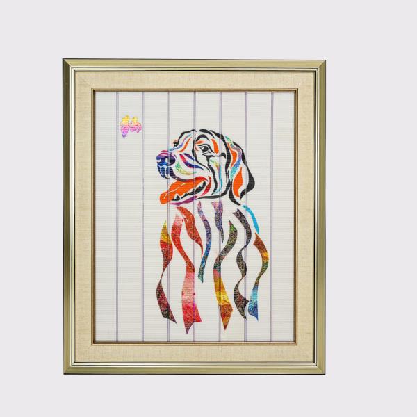 Chinese Zodiac Framed Art Twelve Animals Dog Home Decor Ribbon Painting Decorative Wall Hangings Ready to Hang