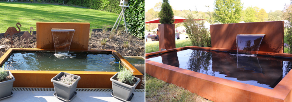 Современный ландшафт открытого сада фонтана Corten стальной прямоугольный