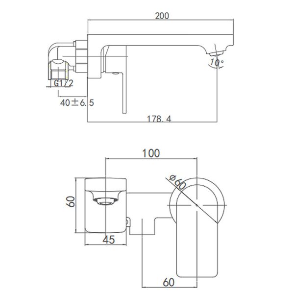 Смеситель таза стены AG4202, Faucet Bathroom 200mm 120mm повешенный стеной