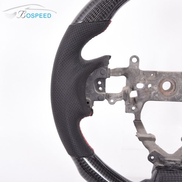 Black Honda Perforated Leather Steering Wheel Carbon Fiber High Gloss