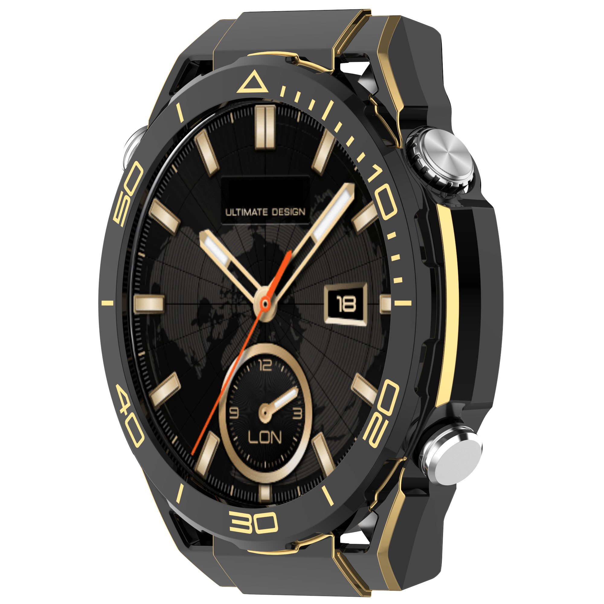 Eraysun for Watch GT4 46MM Tempered Glass Screen PC Protective Case with Scratch Resistant Bumper Cover-Fashion/Luxury Style