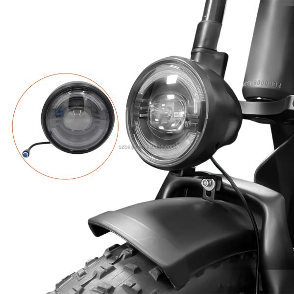 4 Pin Ebike Headlight Bicycle Accessories Black E Bike Integrated Lights