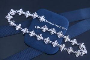Custom 925 Sterling Silver Four Leaf Clover Necklace Diamond Gemstone Pendant Chain