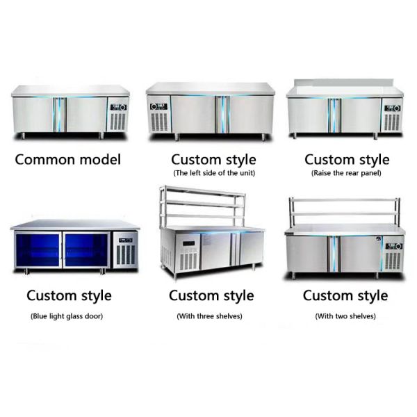 Customized Workbench Refrigerator SS Under Counter Refrigerator Freezer