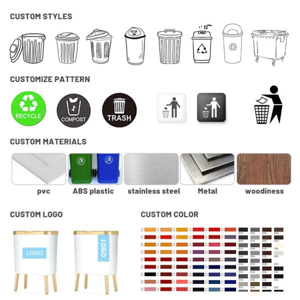 Household Plastic Trash Bin 12L Plastic Garbage Can Customized Logo