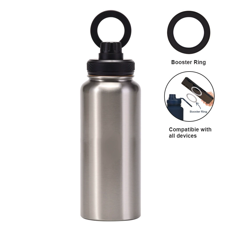New Cross-border Mobile Phone Magnetic Stand Water Cup Outdoor Large-capacity 1L Insulated Cup Stainless Steel Sports Water Bottle