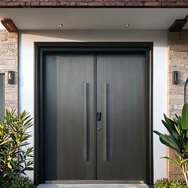 Swing Open Steel Security Doors Residential Modern Secure Apartment Entry Door