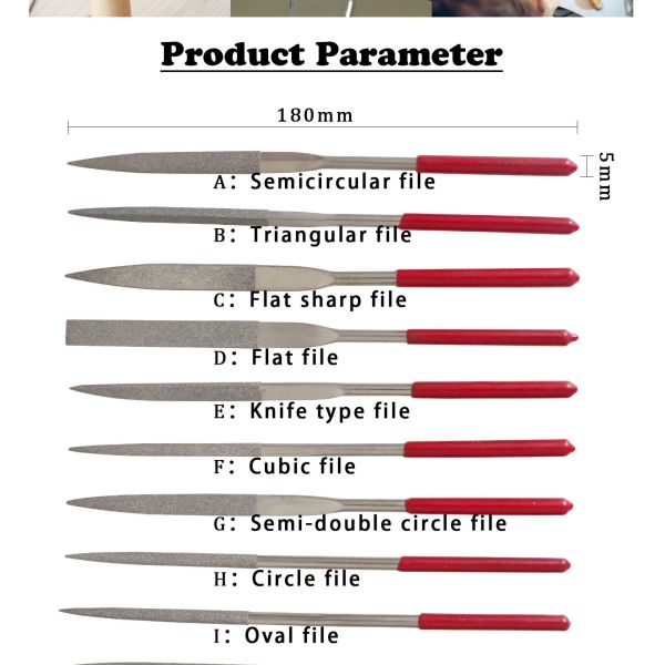 Electroplated Metal File Set For Metal Glass Stone Rough Carving
