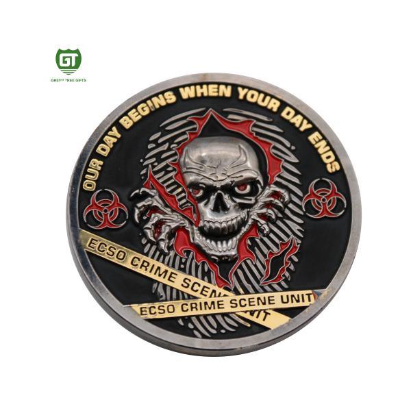 Engravable firefighter two-sided Irish challenge coins medal display
