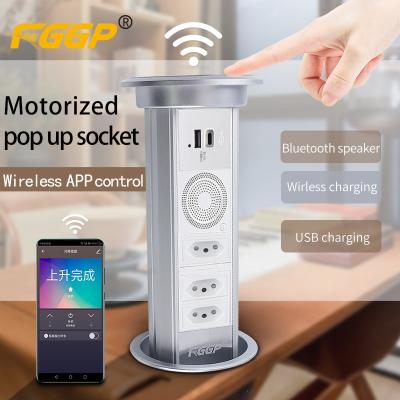 10A Kitchen Pop Up Sockets Retractable Recessed Power Strip With 3 AC Outlets