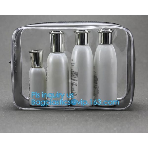 recyclable travel PVC cosmetic bag travel set bag, PVC Zip Lock Plastic Cosmetic Travel Packaging Bag, PVC Zipper Travel