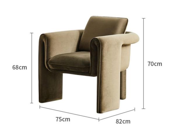 Single 75*82*70cm Beige Velvet Armchair Living Room Sofa