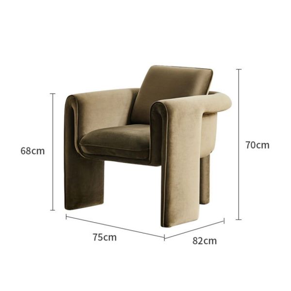 Single 75*82*70cm Beige Velvet Armchair Living Room Sofa