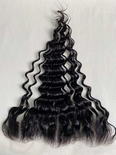Wholesale High Quality Brazilian Cuticle Aligned Virgin Human Hair Thin HD Transparent  13x4 Lace Frontal  DEEP WAVY