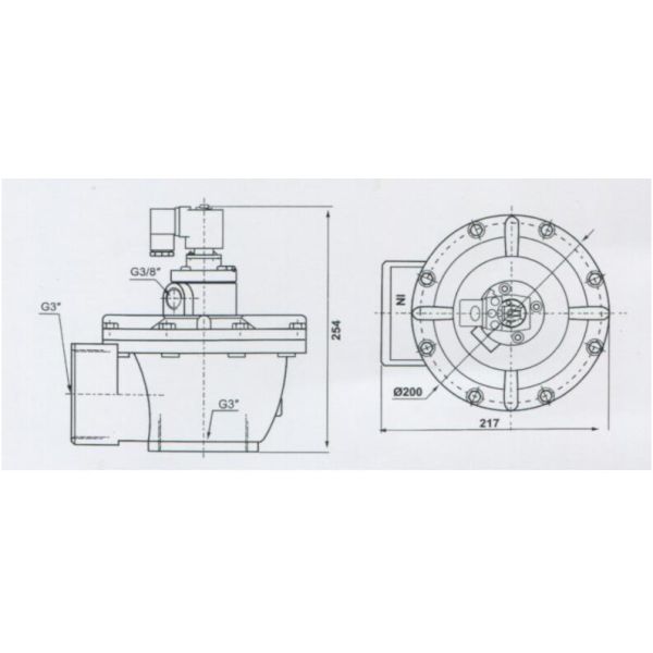 Right Angle Big Size Pneumatic Pulse Valve 3 Inch Port Size For Dust Removal