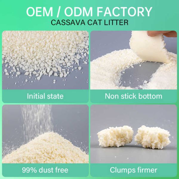 High Absorptivity Cassava Cat Litter Fast Clumping Tofu Litter