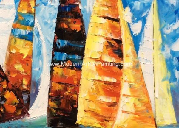 Abstract Sailing Ship Oil Painting by palette knife / Hand Painted Thick Oil Painting