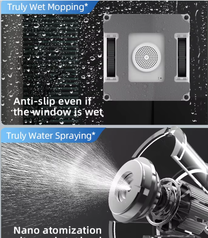 SIX SPRAY WATER WINDOW CLEAN ROBOT WITH CORNER CLEAN