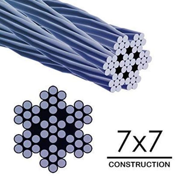 Non-coated 1/8 3/16 Steel Core Wire Rope 7x7/ 1x19 / 7x19 T316 Stainless Aircraft Cable for Railing