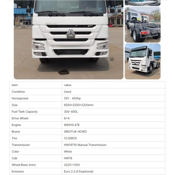 USED Howo 6*4 Camiones tractores para vehículos comerciales pesados