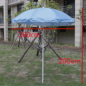 160cm Dia Small Beach Umbrella Lightweight Space Saving 2m Extension Height
